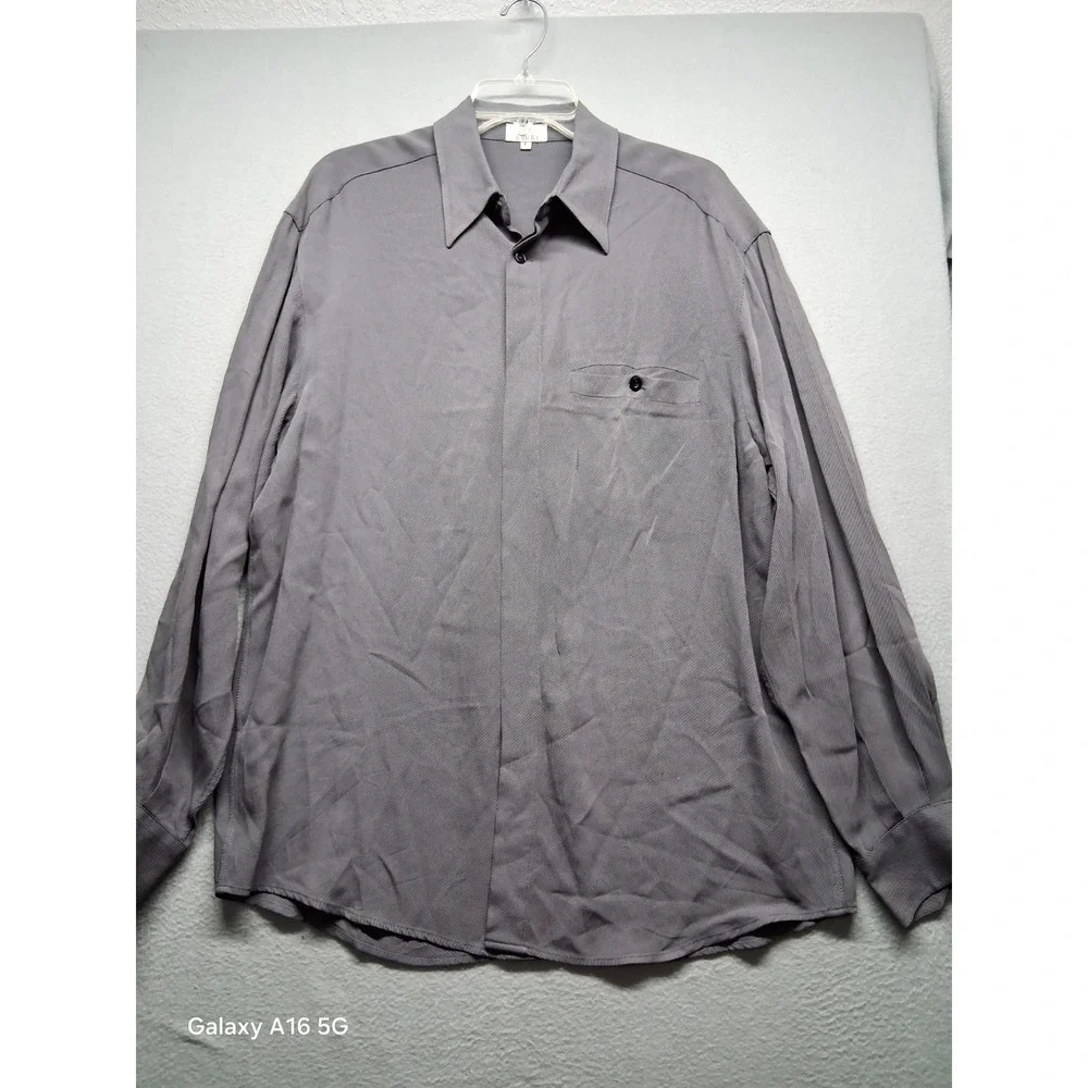 Zanella Gray Men Long Sleeve Made In Italy Button Down Shirt Size L‎